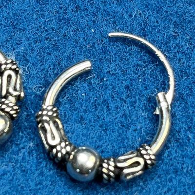 LIKELY STERLING FANCY SMALL HOOP EARRINGS