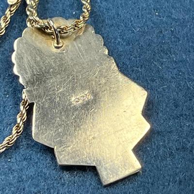 STERLING MESO-AMERICA MOTIF PENDANT NECKLACE WITH INSET LAPIS LAZULI