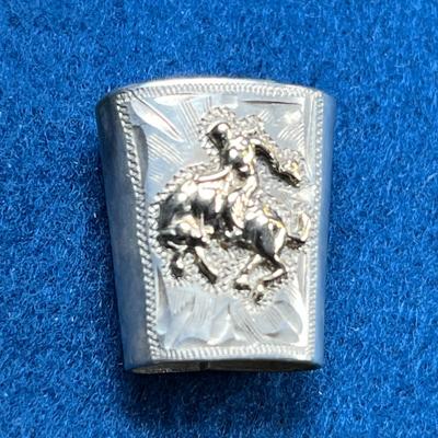 BUCKING BRONCO BOLO/NECKERCHIEF SLIDE STERLING AND 10K GOLD