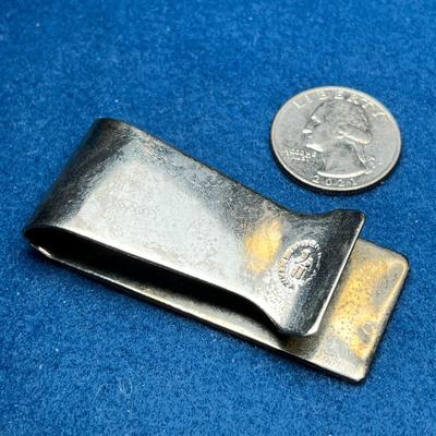 STERLING MONEY CLIP WITH INSET ABALONE & AZTEC DESIGN