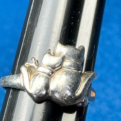 STERLING 2 CATS RING