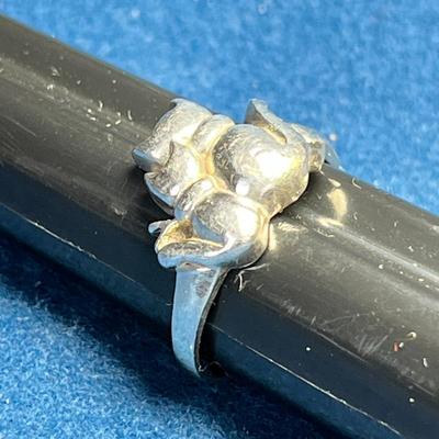 STERLING 2 CATS RING