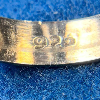STERLING FISH SYMBOL BAND RING WITH INSET TURQUOISE BITS