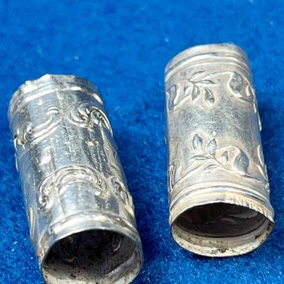 PAIR OF DECORATIVE STERLING TUBES, FROM SILVERWARE?
