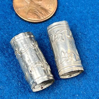 PAIR OF DECORATIVE STERLING TUBES, FROM SILVERWARE?