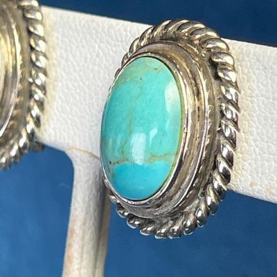 STERLING EARRINGS WITH INSET TURQUOISE STONES