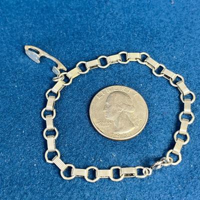 STERLING CHARM BRACELET, ONE ICE SKATE CHARM