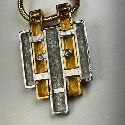 CONTEMPORARY GOLD-, SILVER-TONE STATEMENT PENDANT NECKLACE by AVON