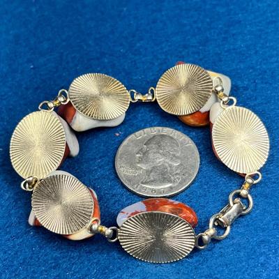 POLISHED RED, WHITE ROCK SEGMENT BRACELET