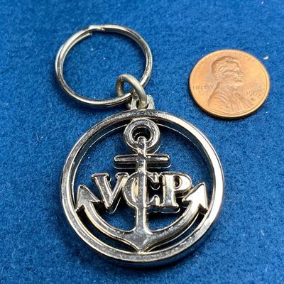 SHINY SILVERTONE "VCP" ANCHOR MEDALLION KEY CHAIN