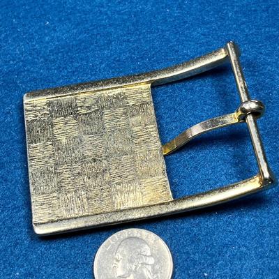LARGE GOLDTONE PARQUET PATTERN BELT BUCKLE