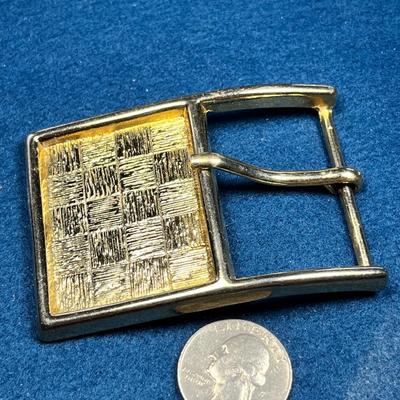 LARGE GOLDTONE PARQUET PATTERN BELT BUCKLE