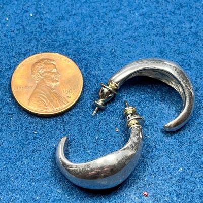 MONET SMALL SILVERTONE HOOP EARRINGS