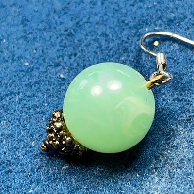 JADE BEAD DANGLY EARRINGS