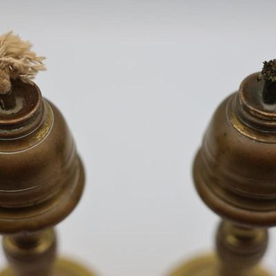Pair of Antique Brass Oil Lamps
