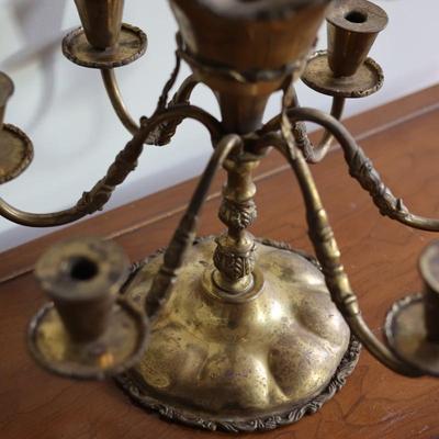 Brass Antique 6 Arm Candleholder