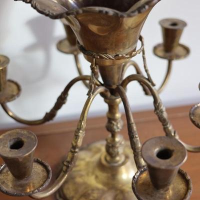 Brass Antique 6 Arm Candleholder