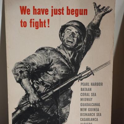 ORIGINAL WWII 1943 "We have just begun to fight!" & "Save waste fats for explosives" Thick Posters