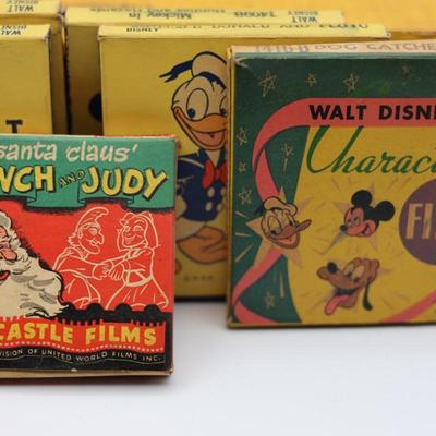 Nine (9) Vintage Animated Films in Boxes & Kodak Brownie Movie Light