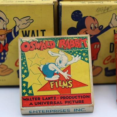 Nine (9) Vintage Animated Films in Boxes & Kodak Brownie Movie Light
