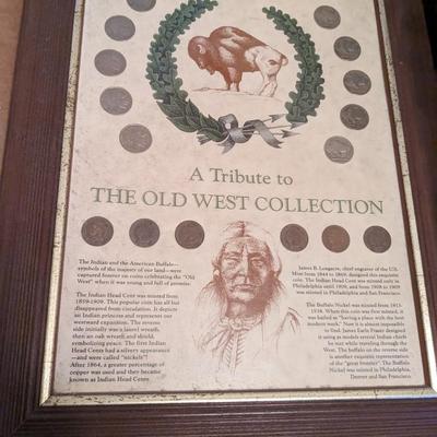 THE OLD WEST FRAMED INDIAN HEAD PENNIES AND BUFFALO NICKELS COLLECTORS COIN SET