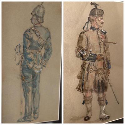 Two Framed Artwork of Soldiers (2)