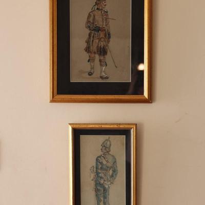 Two Framed Artwork of Soldiers (2)