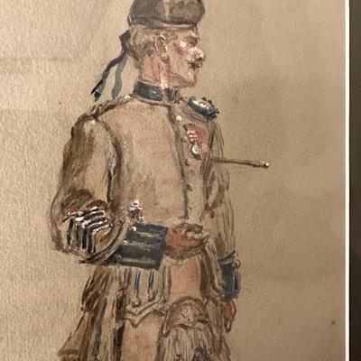 Two Framed Artwork of Soldiers (2)