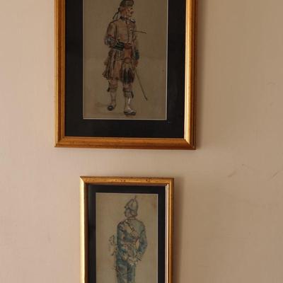 Two Framed Artwork of Soldiers (2)
