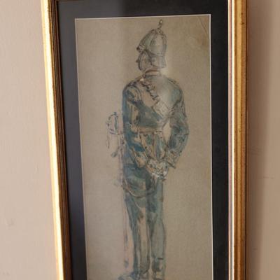Two Framed Artwork of Soldiers (2)