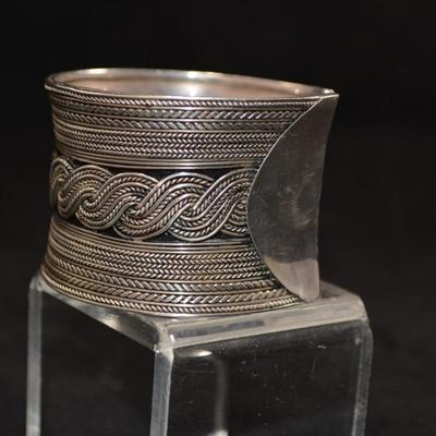 Vintage Wide Sterling Berber Cuff Bracelet 7â€, 3.5g