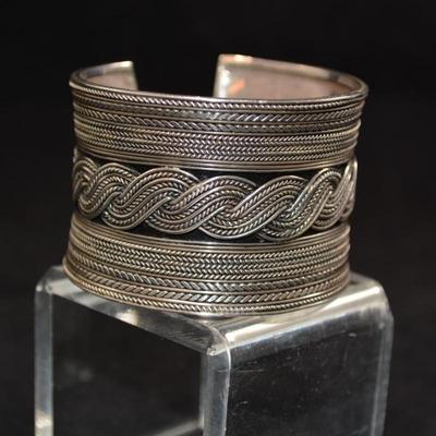Vintage Wide Sterling Berber Cuff Bracelet 7â€, 3.5g