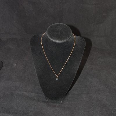 14k Gold â€œSâ€ Chain w/ 14k Dark Spinel Pendant 16â€, 1.1g