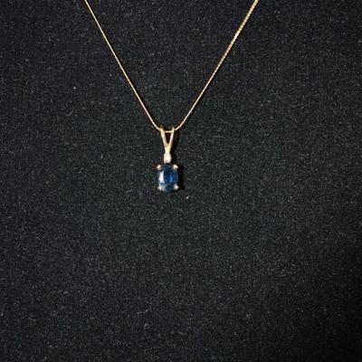 14k Gold â€œSâ€ Chain w/ 14k Dark Spinel Pendant 16â€, 1.1g