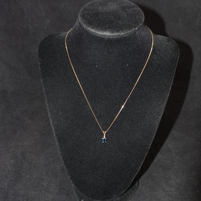 14k Gold â€œSâ€ Chain w/ 14k Dark Spinel Pendant 16â€, 1.1g