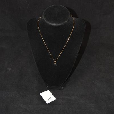 14k Gold â€œSâ€ Chain w/ 14k Dark Spinel Pendant 16â€, 1.1g