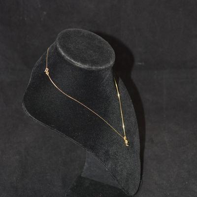 14k Gold â€œSâ€ Chain w/ 14k Dark Spinel Pendant 16â€, 1.1g