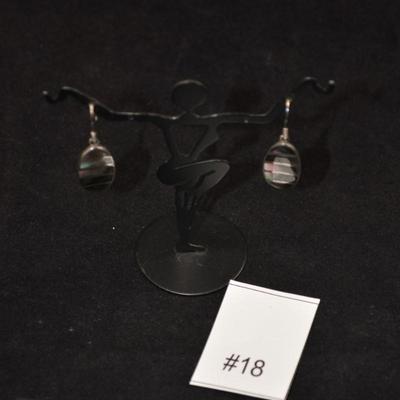 925 Sterling Oval Abalone Drop Earrings, 4.5g