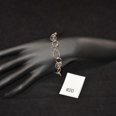 925 Sterling Linked Bangle Bracelet 8â€ 6.2g