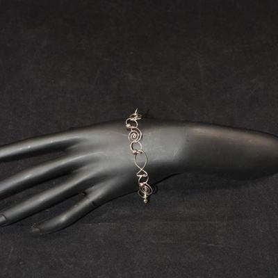 925 Sterling Linked Bangle Bracelet 8â€ 6.2g