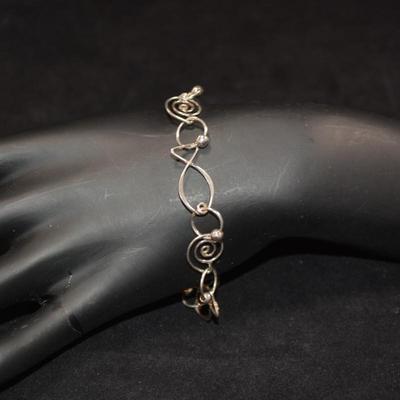 925 Sterling Linked Bangle Bracelet 8â€ 6.2g