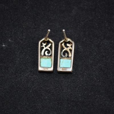 925 Sterling Turquoise Filigree Earrings 3.1g
