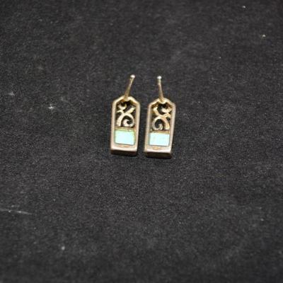 925 Sterling Turquoise Filigree Earrings 3.1g