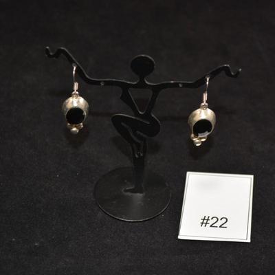925 Sterling & Onyx Drop Earrings, 5.0g