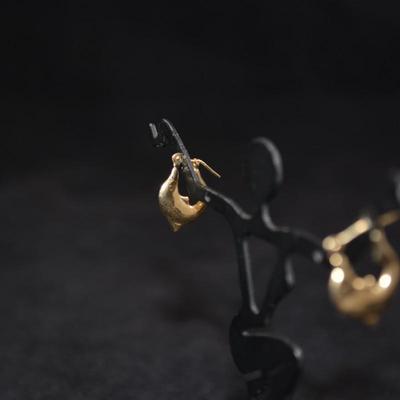 14k Gold Dolphin Earrings, 0.7g