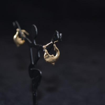 14k Gold Dolphin Earrings, 0.7g