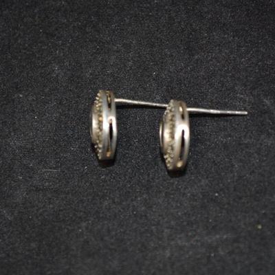 925 Sterling Earrings with Marcasite & Aqua Marine Glass 3.3g