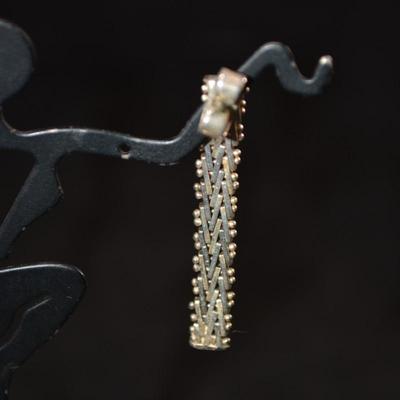 Vintage Sterling Silver Woven Drop Earrings 7.0g