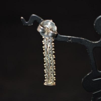 Vintage Sterling Silver Woven Drop Earrings 7.0g