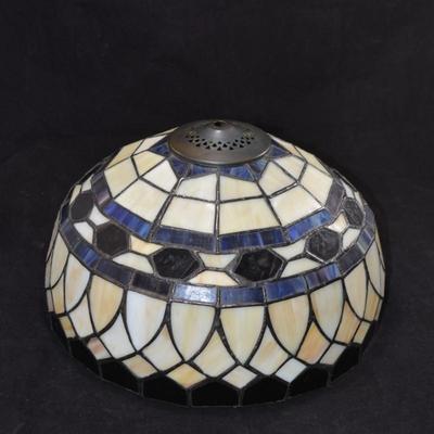 Cream & Blue Tiffany Style Stained Glass Lampshade 12â€x8â€